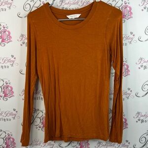 Part Two Long Sleeve Top in Rich Brown rusty orange brown stretchy soft